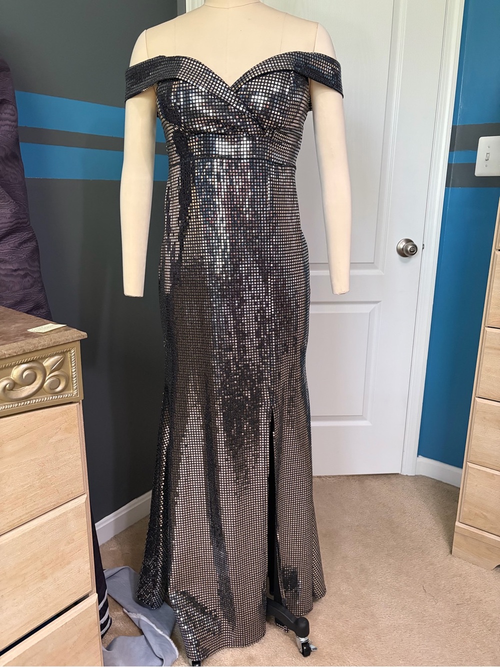 Scala Disco Glam Mirror Tile Mermaid Gown